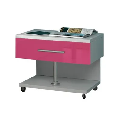 Immagine prodotto di Comodino per camera dei bambini con illuminazione a LED GORT - bianco / rosa lucido