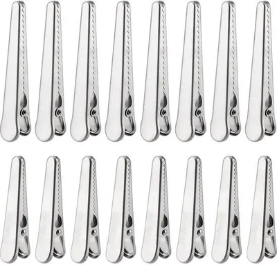 Produktbild von Ibenzoa® Edelstahl-Beutelclips zum Verschließen von Lebensmittelverpackungen – 16er Set (8×8 cm & 8×11,5 cm), silber