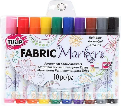 Zdjęcie produktu dla Tulip | Trwałe markery do tkanin z końcówką pędzelkową Rainbow, 10 szt.