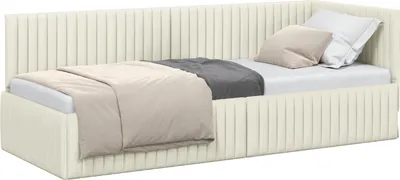 Immagine prodotto di vidaXL Struttura letto ad angolo con testiera crema 80 cm x 200 cm in velluto