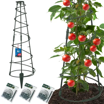 Image de KOTARBAU® Lot de 3 tuteurs modulaires ⌀25 cm, coniques, hauteur 60 cm – Tuteurs pour plantes grimpantes et légumes, tuteurs pour tomates, tuteurs en plastique