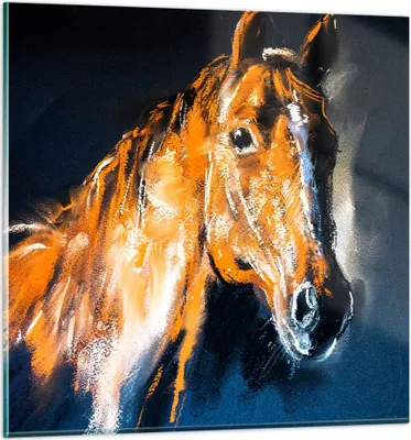 Produktbild von Bilder auf glas - Pferd Natur Tier - 70x70cm - Glasbilder - Wandbilder - Kunstdruck - zum Aufhängen bereit - Wanddekoration aus Glas - Glas Bilder - Wandbild auf Glas - Einteilig - GAC70x70-3425