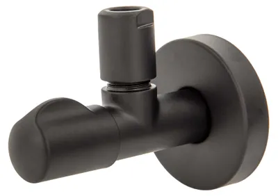 Produktbild von tecuro DESIGN Eckventil schwarz matt, Wandanschluss 1/2 Zoll x 3/8 Zoll - QV 10 mm, Messing