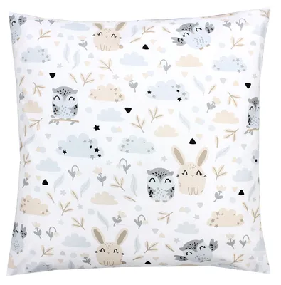 Produktbild von TupTam Kinder Kissenbezug Kissenhülle Dekorativ Gemustert, Farbe: Hase / Eule, Größe: 80 x 80 cm