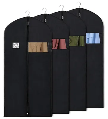 Image de Sacs de rangement en tissu, dimensions 152 x 60 cm, lot de 4, couleur noire