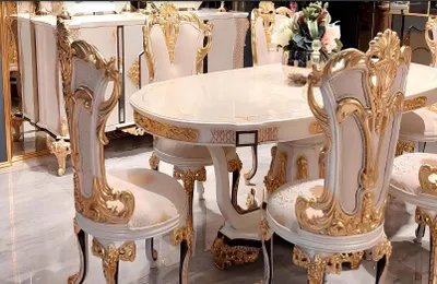 Produktbild von Esszimmerstuhl Stuhl Stühle Holz Luxus Esszimmer Ess Stoff Stil Barock Rokoko