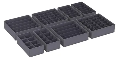 Produktbild von 8-teiliges Set Aufbewahrungsboxen für Schubladen und Socken | Grau