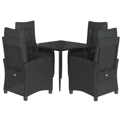 Produktbild von vidaXL 5-tlg. Garten-Essgruppe mit Kissen Schwarz Poly Rattan