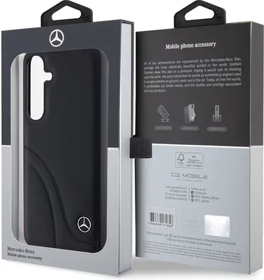 Obrázek produktu pro Etui Mercedes Leather Curved Stitches Na Samsung Galaxy S24 - Czarne