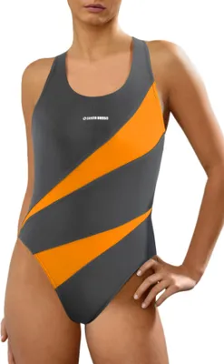 Produktbild von Sesto Senso Einteiliger Badeanzug für Damen – Blickdichter, sportlicher Schwimmanzug – Graphit, Größe L