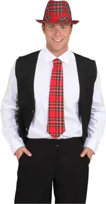 Produktbild von Fertig gebundene Krawatte mit klassischem Karomuster in Rot, 100% Polyester