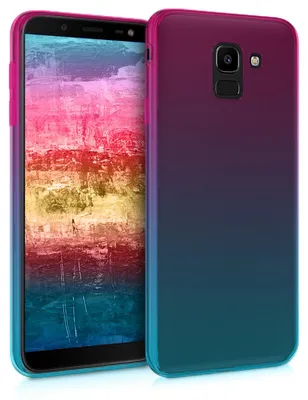 Produktbild von kwmobile Case kompatibel mit Samsung Galaxy J6 - Hülle Handy - Handyhülle Zwei Farben Pink Blau Transparent