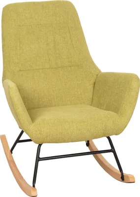 Obrázek produktu pro Houpací křeslo HWC-N13, houpací křeslo polohovací křeslo TV křeslo, masivní dřevo kov látka/textil 320g/m²  zelená