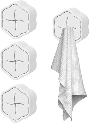 Imagen del producto de Soporte para toallas de cocina de 4 piezas, sin necesidad de taladro – Ganchos para toallas – Diseño sencillo y elegante