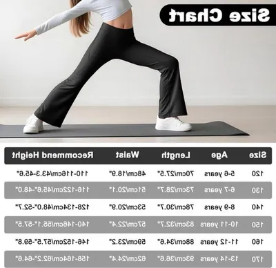 Flared Leggings für Mädchen - Hohe Taille Sportleggings für Yoga, Tanz und Gymnastik, geeignet für 5-14 Jahre (Größen