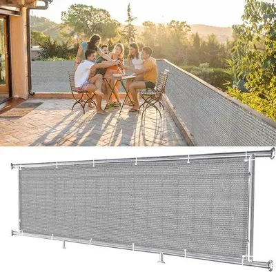 Obrázok produktu pre Zastrešenie balkóna – clona do záhrady – zabezpečenie súkromia – 95 % ochrana proti UV žiareniu – 105 x 1000 cm – sivá