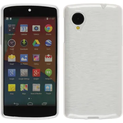 Produktbild von PhoneNatic Case kompatibel mit Google Nexus 5 - weiß Silikon Hülle brushed + 2 Schutzfolien