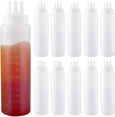 Produktbild von Plastik- 3-Flaschen- Squeeze- Flasche 650 ml - 10 Stück - Smaakmakers - Handreiche Flasche für tägliches Gebrauch