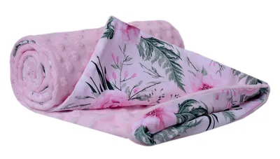 Produktbild von Babydecke für babys Baumwolle, 75x100, Hellrosa Blument mit Hellrosa Minky