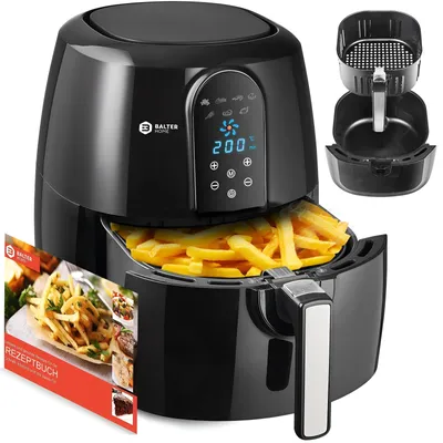 Produktbild von Balter Heisluftfritteuse XXXL-Touch, Fritteuse, LCD Display, 7 Programme, Rezeptheft, 6,2L - XXL Garraum, 2000W, schwarz