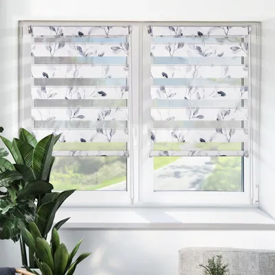 Produktbild von Doppelrollo Klemmfix ohne Bohren Weiß 85x140cm(BxH)，Grandekor Rollos für fenster ohne bohren mit Motiv Duorollo Klemmrollos für Fenster