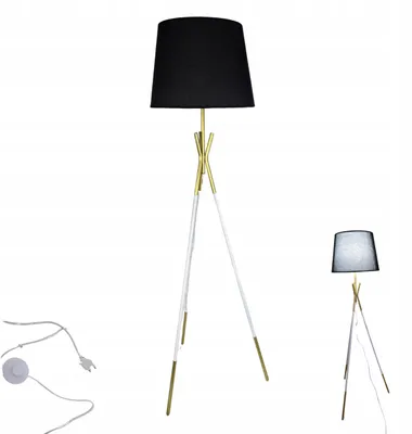 Produktbild von Stehlampe LED Tripod Schwarz Gold Leselampe