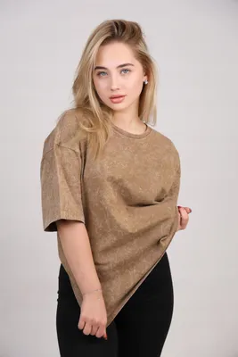 Produktbild von Oversize T-Shirt Uni Größe S - Beige - Bequem - Streetwear - Hochwertige Baumwolle