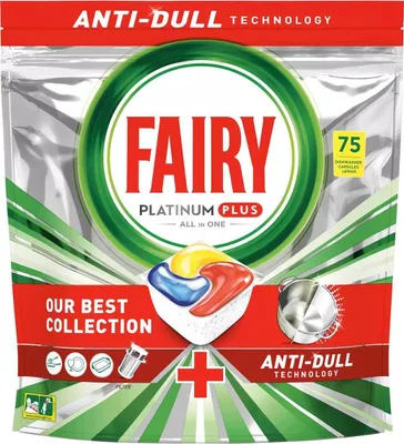Produktbild von Fairy Platinum Plus All In One Anti-Schleier Spülmaschinentabs Zitrone