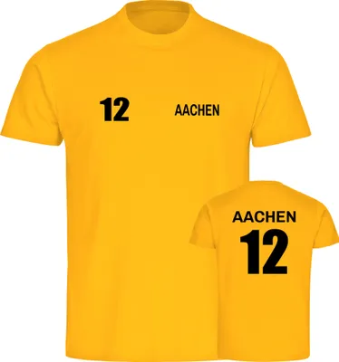 Produktbild von multifanshop Kinder T-Shirt - Aachen - Trikot Nummer 12, gelb, Größe 152