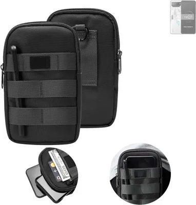 Produktbild von K-S-Trade Holster Gürtel Tasche kompatibel mit Asus ROG Phone 7 Handy Tasche Schutz Hülle dunkel-grau viele Fächer, 1x