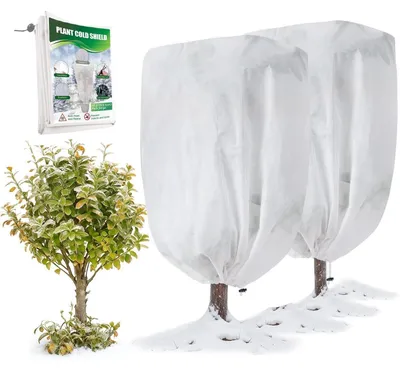 Produktbild von Pflanzenschutz Winterschutz Vlies 80x100cm 2 Stück Frostschutz mit Zugband für Kübelpflanzen