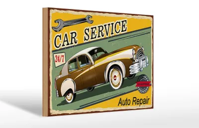 Produktbild von Holzschild Retro 30x20cm Car Service 24/7 Auto repair
