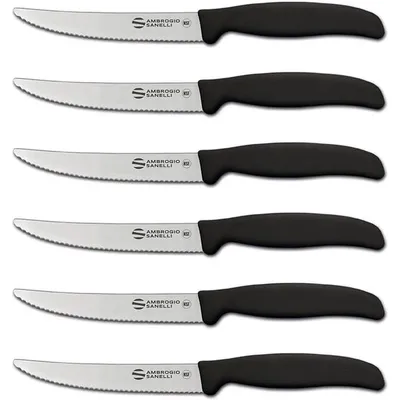 Image de Ambrogio Sanelli - Supra - Ligne Professionnelle en acier Nitro-B - Lot de 6 couteaux à steak dentelés 12 cm