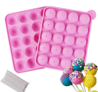 Immagine prodotto di Stampo in silicone per cake pops, con 20 stecchini, ideale per dolci e cioccolato