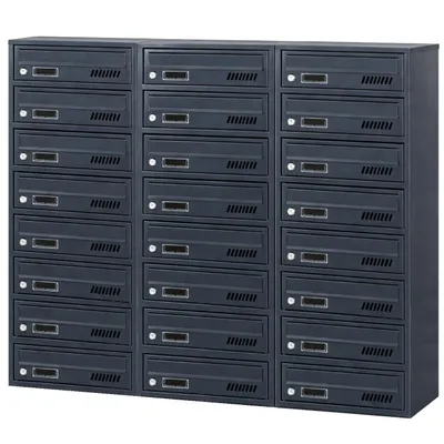 Produktbild von 24-fach Briefkastenanlage Anthrazit Ral 7016, 25 cm Tiefe, 24er Wandmontage Postkasten