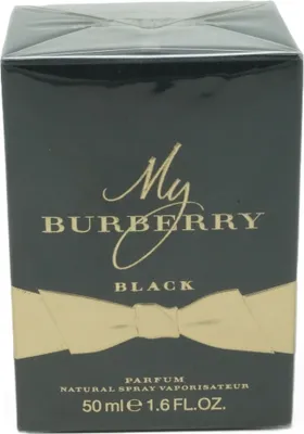 A black box of Burberry My Burberry Black perfume for women.