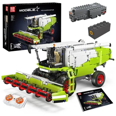 Produktbild von Mould King 17014S Klemmbausteine Mähdrescher RC, 1347 Teile – ferngesteuerter Harvester Bausatz mit Fernbedienung, Landmaschine Modell