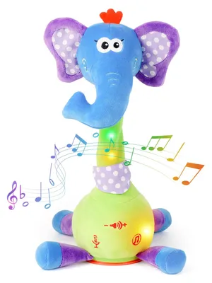Productafbeelding van Pluche olifant 30 cm, grijs, pratende knuffel, voor kinderen