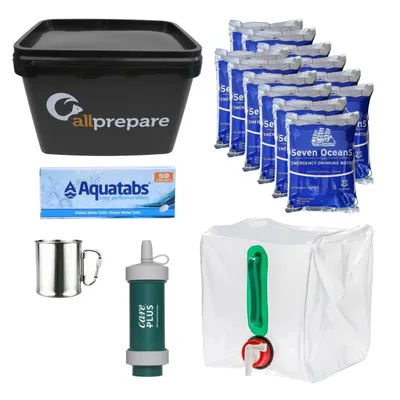 Produktbild von Wasser-Notfallpaket – 6 Liter Trinkwasser – Wasserfilter