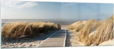 Produktbild von Bilder auf glas - Strand Meer Fußgängerbrücke Ufer - 140x50cm - Glasbilder - Wandbilder - Kunstdruck - zum Aufhängen bereit - Wanddekoration aus Glas - Glas Bilder - Wandbild auf Glas - GAB140x50-2657