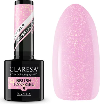 Obrázok produktu pre Claresa Brush Easy Gel 9 Svetloružový S Fľakmi Gél Vo Fľaši So Štetcom