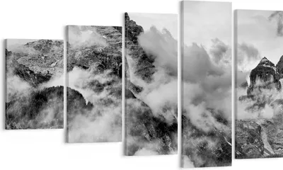 Produktbild von Bild auf Leinwand - Leinwandbild - Berge Nebel Gipfel - 100x60cm - Wand Bild - Wanddeko - Leinwanddruck - Bilder - Kunstdruck - Wanddekoration - Leinwand bilder - Wandkunst - EG100x60-3664