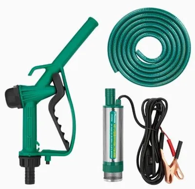 Produktbild von Dieselpumpe, Umfüllpumpe, 12V: Elektrische Dieselpumpe, selbstansaugend, mit 5 Meter Schlauch, selbstansaugende Heizölpumpe, 100W, für Diesel, Kerosin, Wasser, 30 Liter pro Minute