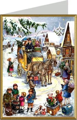 Produktbild von Weihnachtskarte mit nostalgischer Weihnachtskutsche als Motiv