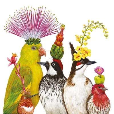 Produktbild von 20 Servietten The Entourage - Vögel mit exotischem Kopfschmuck 33x33cm