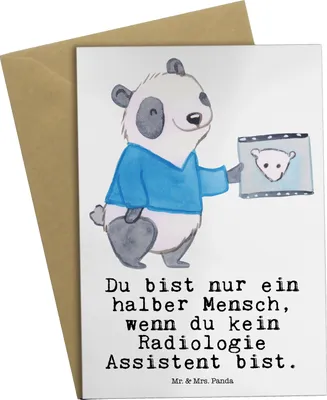 Produktbild von Mr. & Mrs. Panda babykarte Radiologie Assistent Herz - Weiß - Geschenk, weihnachtskarten, neujahrskarte, Grußkarte, Klappkarte, Grußkarten, einladungskarten