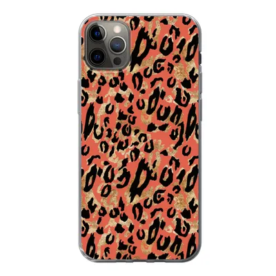 Produktbild von MuchoWow® Handyhülle Schutzhülle Hülle für iPhone 13 Pro Max Pantherdruck - Gold - Rosa Silikon Softcase Handy Hülle - Mobiltelefon