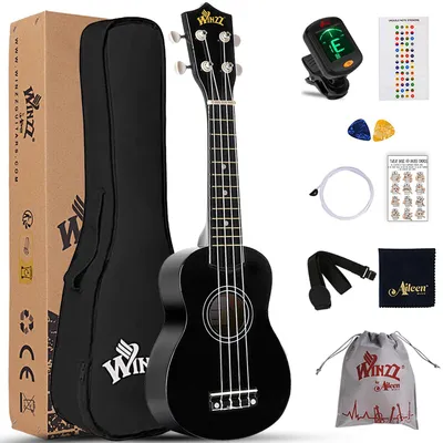 Imagen del producto de Kit para principiantes de ukelele soprano, de 21 pulgadas, color , que incluye funda y afinador