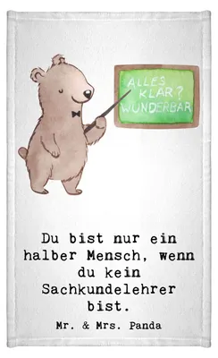 Produktbild von Mr. & Mrs. Panda Handtuch Sachkundelehrer Herz - Weiß - Geschenk, Witzig, Spruch, Klein, baumwolle, Lustig, Grundschule, Frotteehandtuch, Sachkundeunterricht, Frotteetuch
