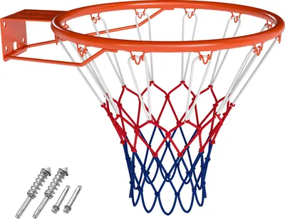 Zdjęcie produktu dla Obręcz do koszykówki COSTWAY Ø45 cm, mini obręcz do koszykówki do montażu na ścianie, obręcz do koszykówki z obręczą i siatką, zewnętrzna obręcz do koszykówki dla dzieci i dorosłych